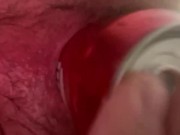 My greedy ass makes a beer disappear all the way without lube. Amateur anal Gape. Objects insertions