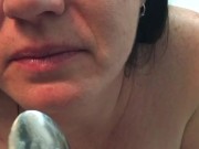Hot Milf smokes weed,cums and eats her creamy grool with a spoon!