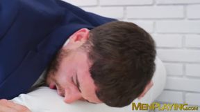 Bearded businessman Bruno Max pounding Manuel Reyes after BJ