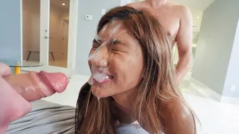 Skinny Kyler Quinn and Clara Trinity get double teamed for facials