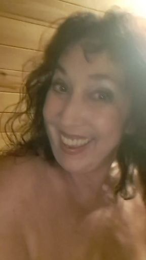 It's hot in the village sauna!I'll open the door for you... Come in!   Clip 1