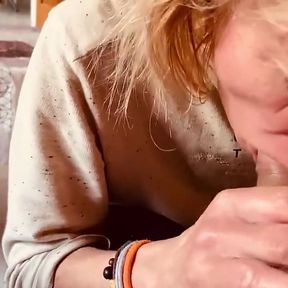 Horny Wife, Spanish MILF, Blowjob in Morning, and Cum in Mouth!!