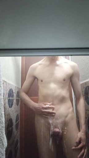 Stepson takes a shower at his stepmother's house.