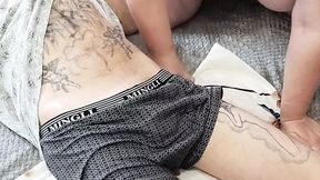 Juicy stepmom's sloppy blowjob and handjob warmup for nasty cumshot
