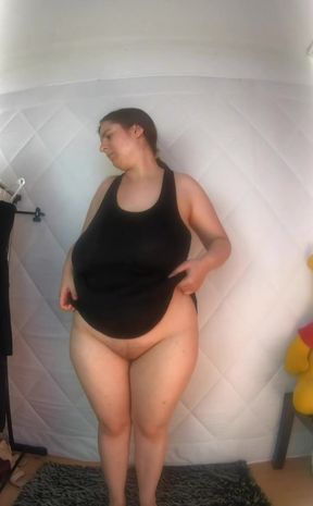 Trying dresses uncensored.