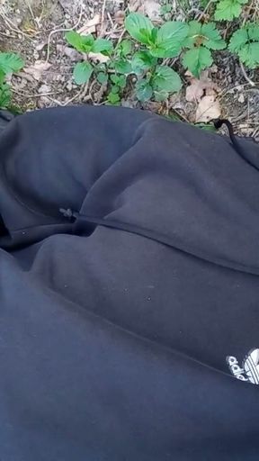 The cute gay twink jerking off his cock, pulled through his fly while outdoors, is Jon Arteen   Clip 1