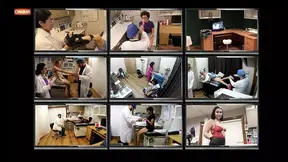 Humiliated nurse Aria Nicole in gyno exam room