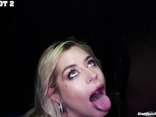 It's not the 1st time Bambi Blitz came to our gloryhole studio, but it was definitely the more excellent session! This babe drank 11 loads, easily!
