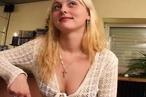 Amazing German girl eating cum in POV from a hard cock