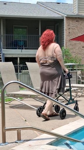Summer Has Arrived! Time for the First Visit to the Pool Sexy Big Nurse Vicki Style!