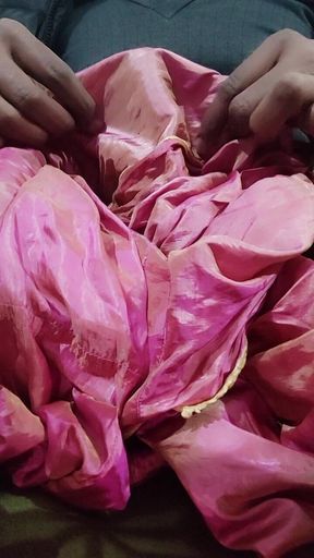 Satin Silk Handjob Porn - Dick Head Rub with Pink Shaded Satin Silky Salwar of Neighbour Bhabhi (46)