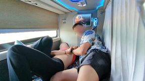 Hot Chinese girl caught masturbating in a public bus.
