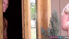 Tiny blonde gets creampie