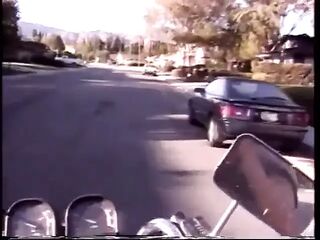 Aged biker bitch Jordan Lee bows over and gets her cunt pounded from the back