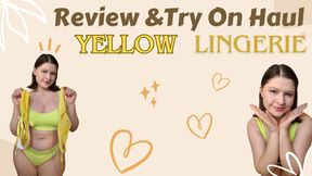 Yellow lingerie - try on and review haul on curvy body