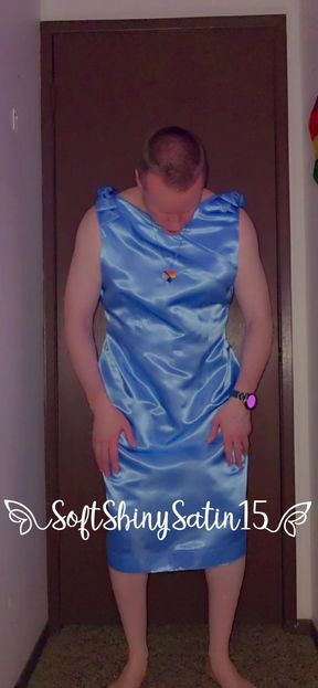 Fabulous New Baby Blue Acetate Satin Dress!!!