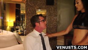 Asian ladyboy Venus Lux's anal banging cumshot