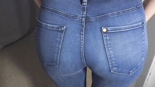Incredible 18 Booty Into Tight Blue Jeans Tease 4K