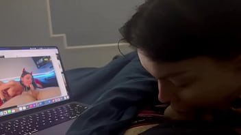 sucked her beloved while watching her own porn