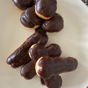 Food, Eating a Homemade Cream Puff