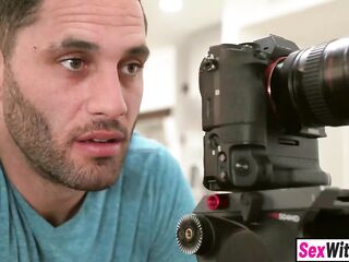 Large penis stepbro helps teen stepsis out by filming and screwing her