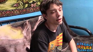 Teenage thug masturbates before shooting his mammoth load