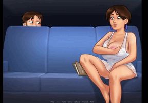 Summertime saga: horny MILF got caught masturbating on the sofa ep 152