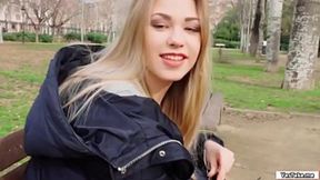 Selvaggia is reading her favorite book when a guys sits beside her and offers her cash for some crazy stuffs  She gets temped by the cash so she takes