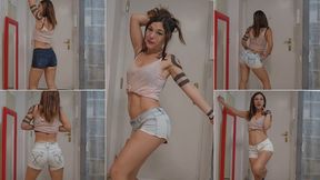 Jeans Shorts Worship tryon modeling and Twerking 5pairs