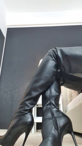 Leather boots JOI and cum countdown