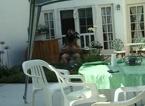Sexy ebony babe loves jumping on big white cocks