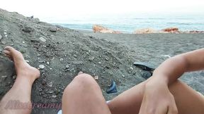 Wife Wanking Mine - Beach Bash with Outsiders -Caught!