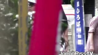 Wicked young Japanese babe is peeing in front of her house