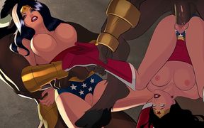 Submissive Wonder-woman Fucked and Creampied by Several Monsters