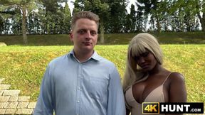 Slutty Ebony Lexi Luv slobbers over my cock while cucking her lover