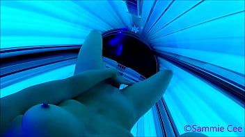 Public Tanning Booth Finger &amp_ Dildo Fuck