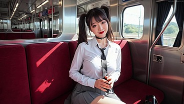 Creampie in Train - Japanese Nympho Hunts for Lone Passengers (AI Video)