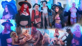 Gangbang Orgy: Slut gets piledrived and covered in load