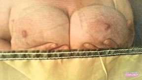 Camping Titties - Showing off my mammaries from inside our tent for all the horny men on the campsite