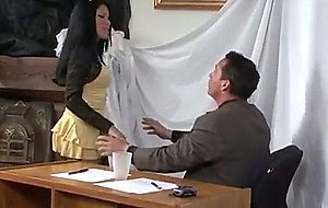Beautiful ladyboy bangs tattooed hunk on a table