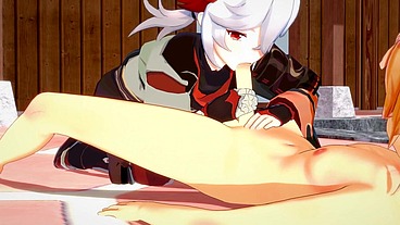 Genshin Impact Yaoi - Kazuha blowjob to Aether