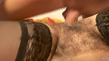 Mature woman with super hairy pussy