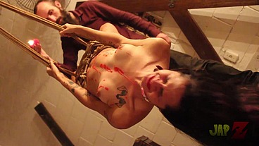 Ts Amy shibari bondage with waxplay