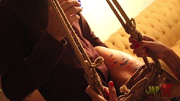 Ts Amy shibari bondage with waxplay