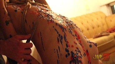 Ts Amy shibari bondage with waxplay