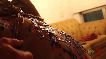 Ts Amy shibari bondage with waxplay