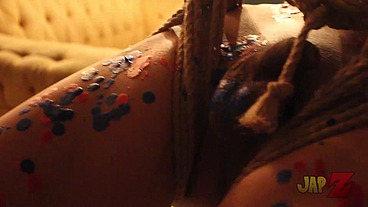 Ts Amy shibari bondage with waxplay