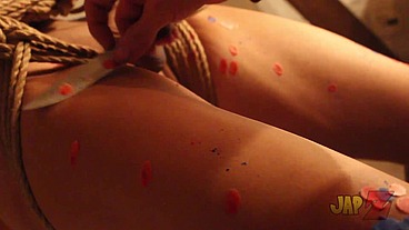 Ts Amy shibari bondage with waxplay