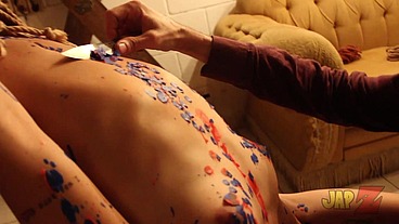 Ts Amy shibari bondage with waxplay
