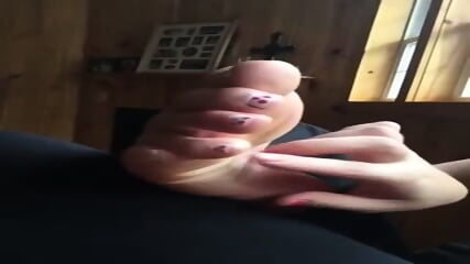 Hottie Shows Her Colorful Toe Nails And Massages Her Sexy Feet